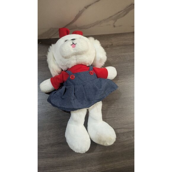 White Plush Dog Toy In Dress & Bow 14" stuffed animal XIMISO - Picture 7 of 10